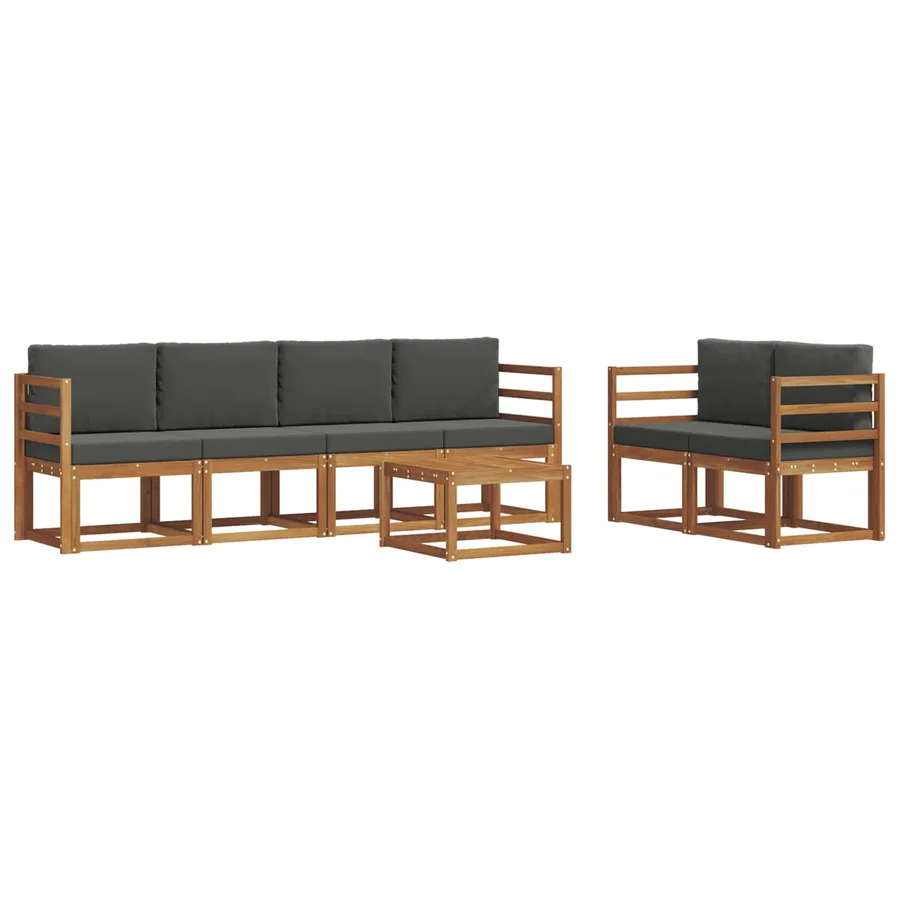 Ensemble de canapés d'extérieur 7 pcs Naturel et Anthracite - 2