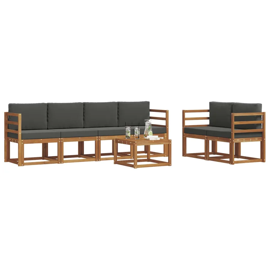 Ensemble de canapés d'extérieur 7 pcs Naturel et Anthracite - 3