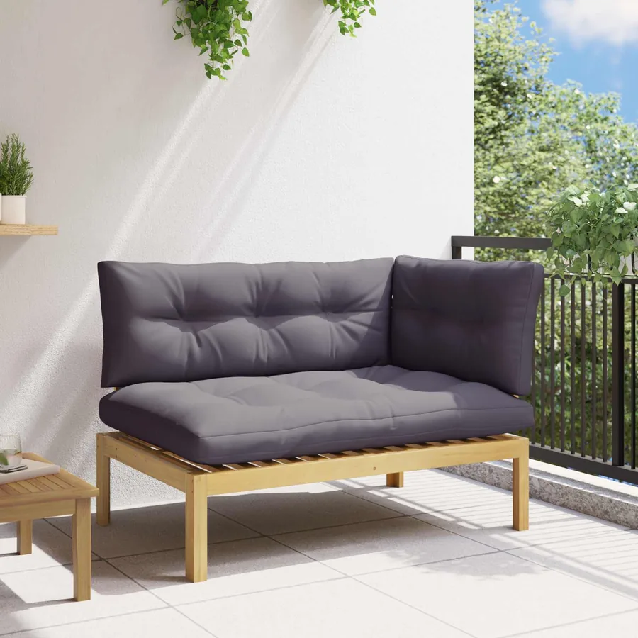 Unité de canapé d'angle Acacia Clair et Gris Foncé
