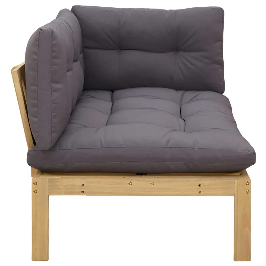 Unité de canapé d'angle Acacia Clair et Gris Foncé - 6