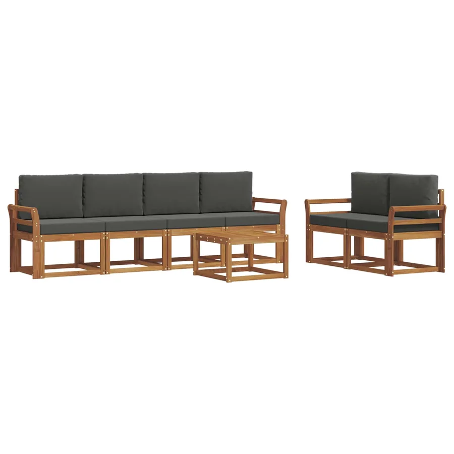 Ensemble de canapés d'extérieur 7 pcs Naturel et Anthracite - 2