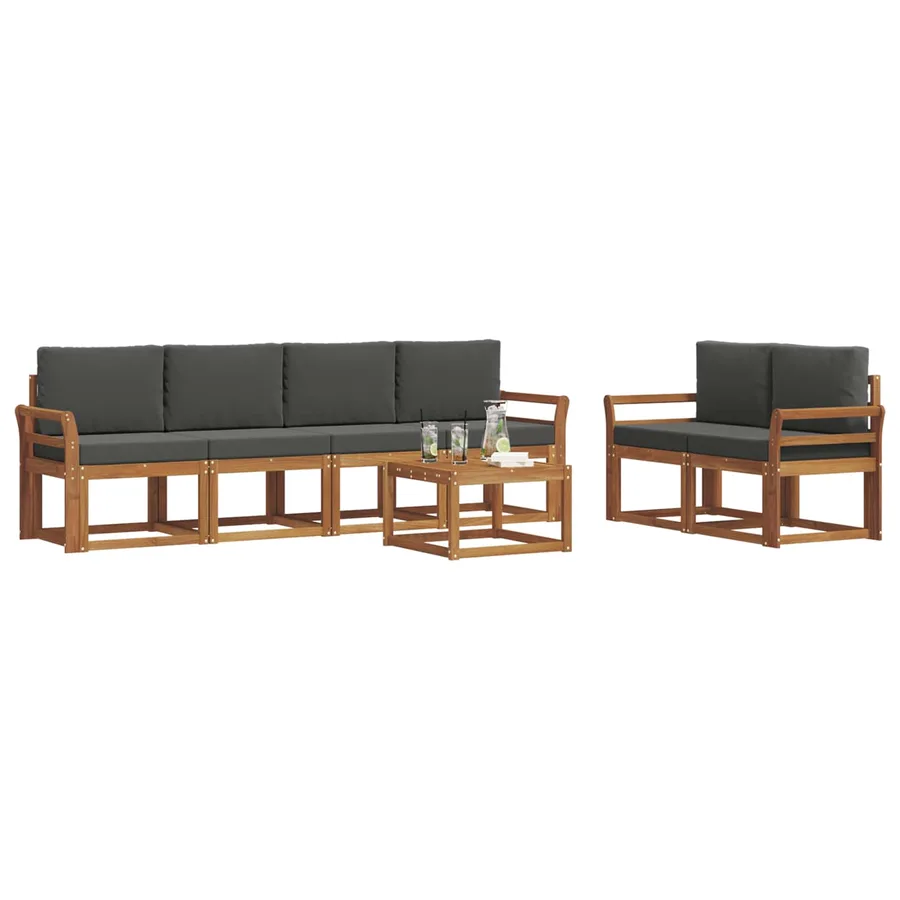 Ensemble de canapés d'extérieur 7 pcs Naturel et Anthracite - 3