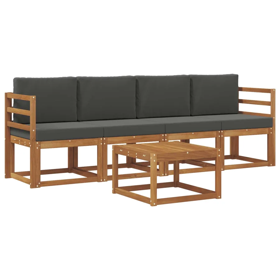 Ensemble de canapés d'extérieur 5 pcs Naturel et Anthracite - 2