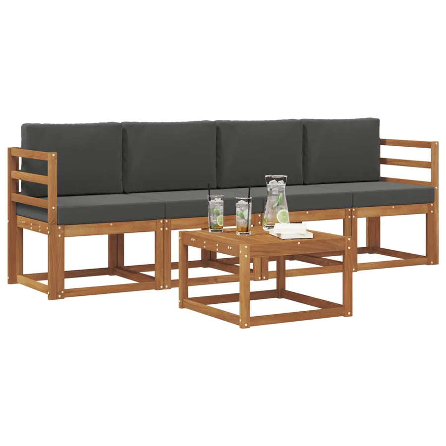 Ensemble de canapés d'extérieur 5 pcs Naturel et Anthracite - 3