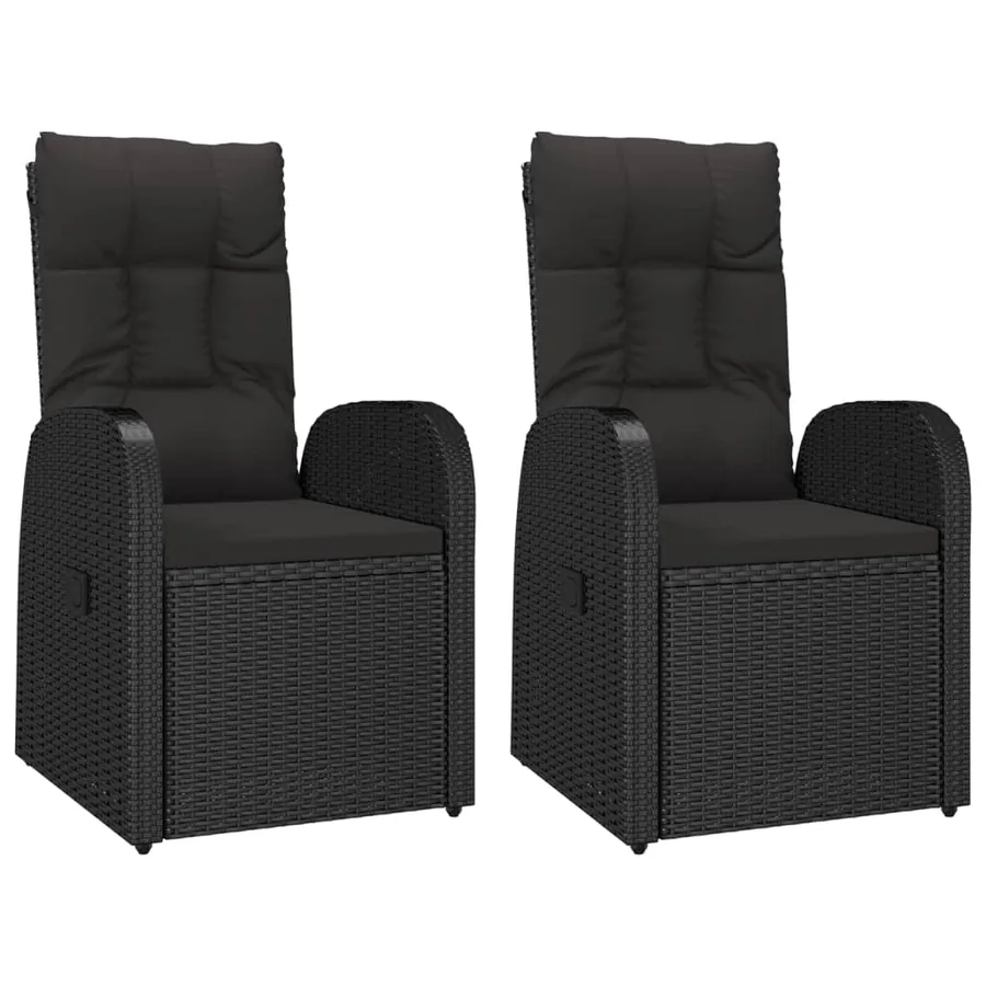 Ensemble à manger de jardin avec coussins 3 pcs Noir - 4