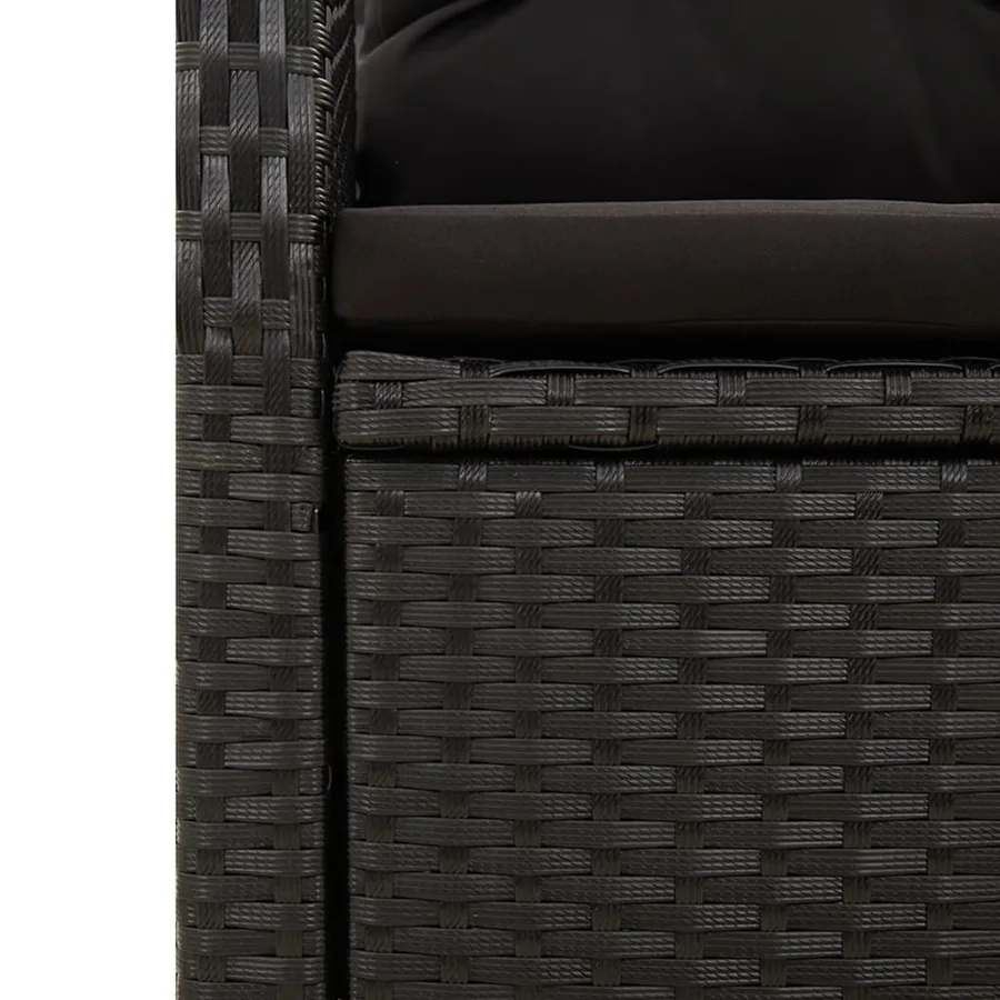 Ensemble à manger de jardin avec coussins 3 pcs Noir - 7