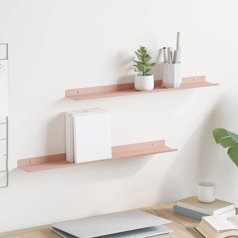 Étagère flottante 2 pcs Rose 60 x 8,5 x 2,5 cm Acier