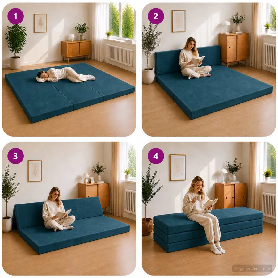Canapé-lit pliable 180 x 67 x 45 cm Bleu - 9