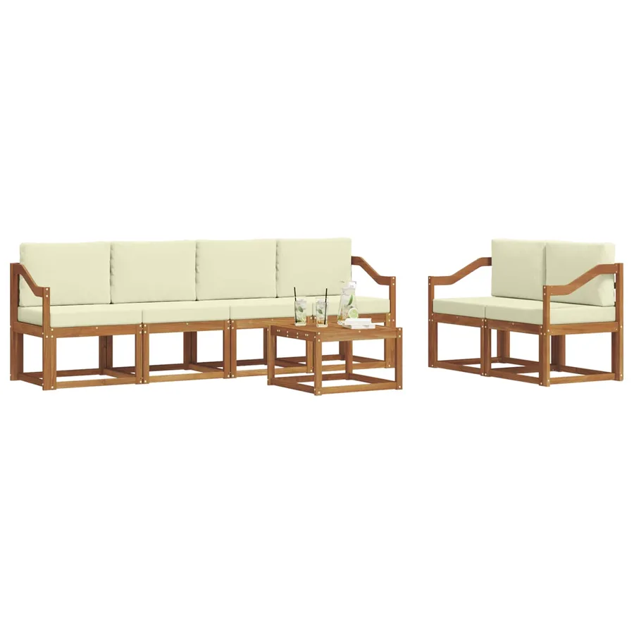 Ensemble de canapés d'extérieur 7 pcs Naturel et Crème - 3