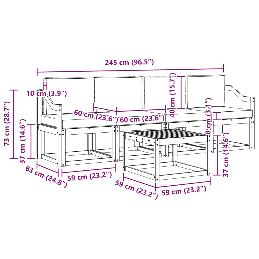 Ensemble de canapés d'extérieur 5 pcs Naturel et Crème - 9