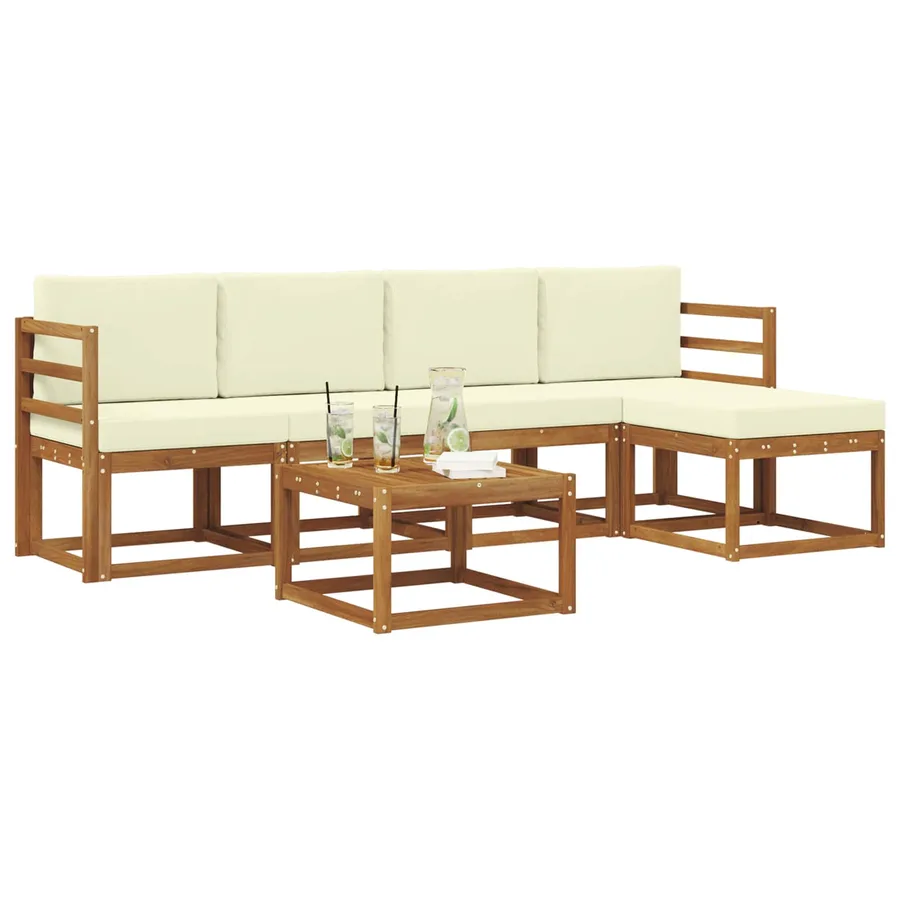 Ensemble de canapés d'extérieur 6 pcs Naturel et Crème - 3