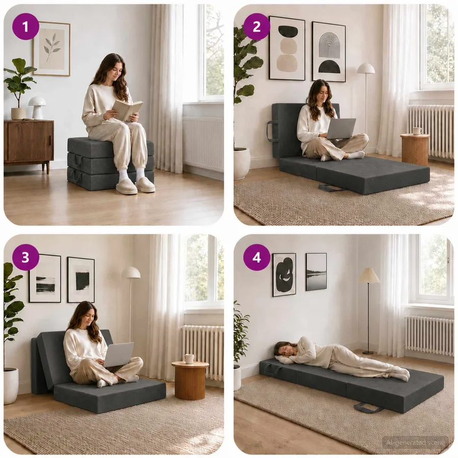 Canapé-lit pliable 90 x 63 x 45 cm Gris foncé - 9