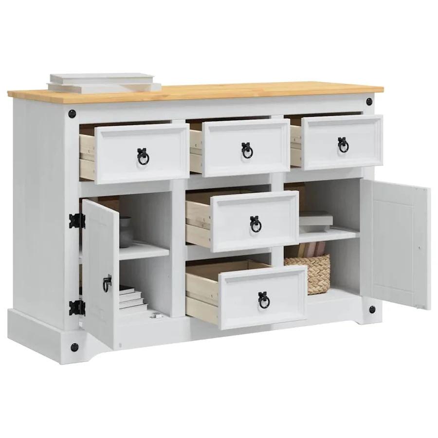 Coffres de rangement Corona Blanc 112 x 40 x 75 cm Pin massif - 3