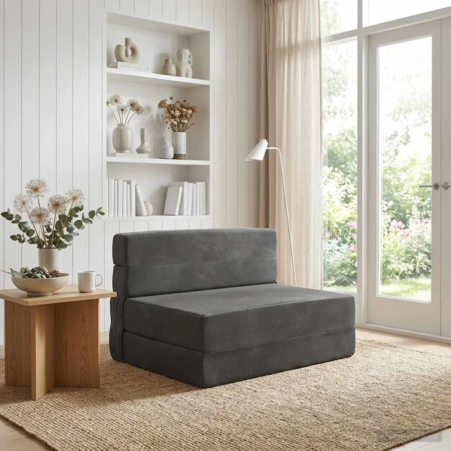 Canapé-lit pliable Gris foncé 70 x 80 x 60 cm Tissu