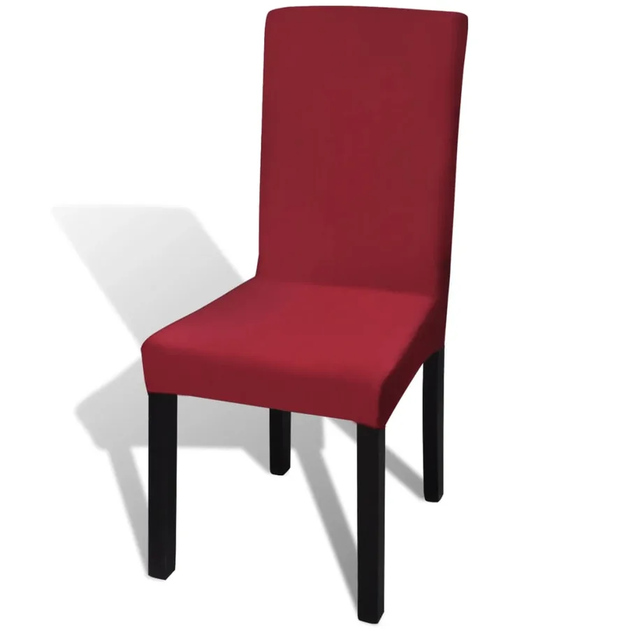 Housses de chaise élastiques droites 6 pcs Bordeaux
