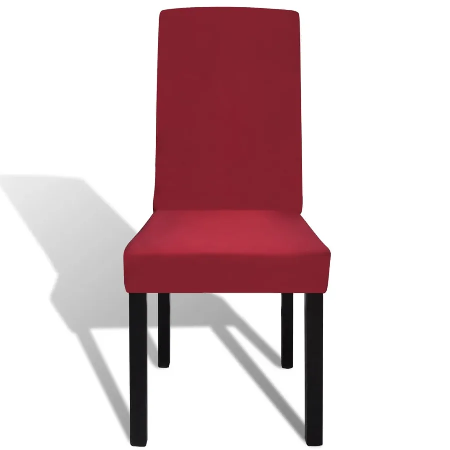 Housses de chaise élastiques droites 6 pcs Bordeaux - 3