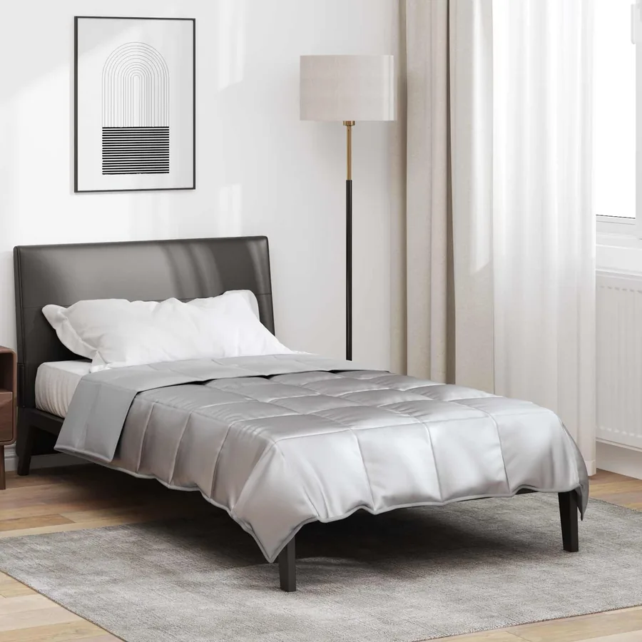Duvet d'été simple Argenté 155 x 220 cm Satin et Microfibre