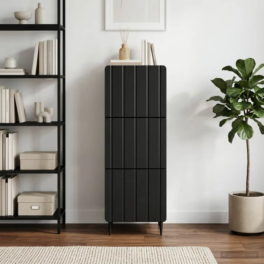 Armoire à tiroirs Noir 33 x 34,5 x 92 cm Bois d'ingénierie
