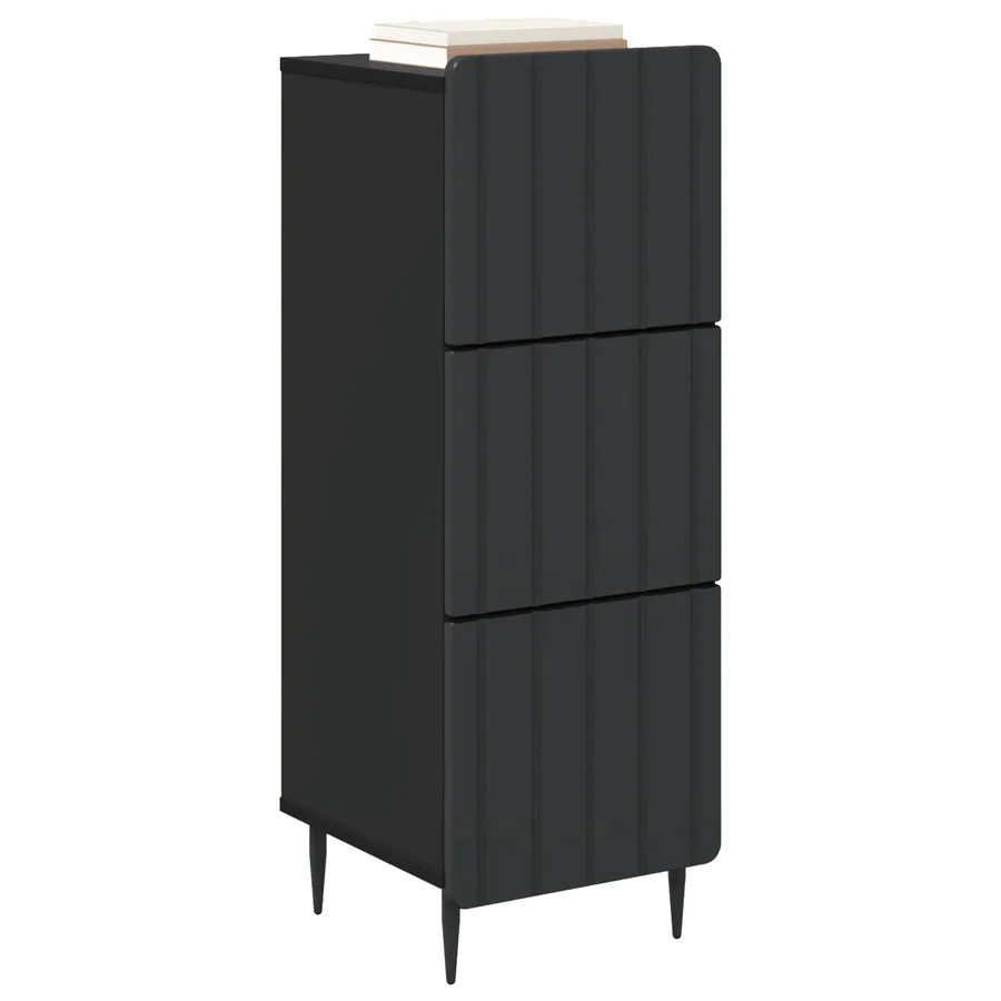 Armoire à tiroirs Noir 33 x 34,5 x 92 cm Bois d'ingénierie - 3