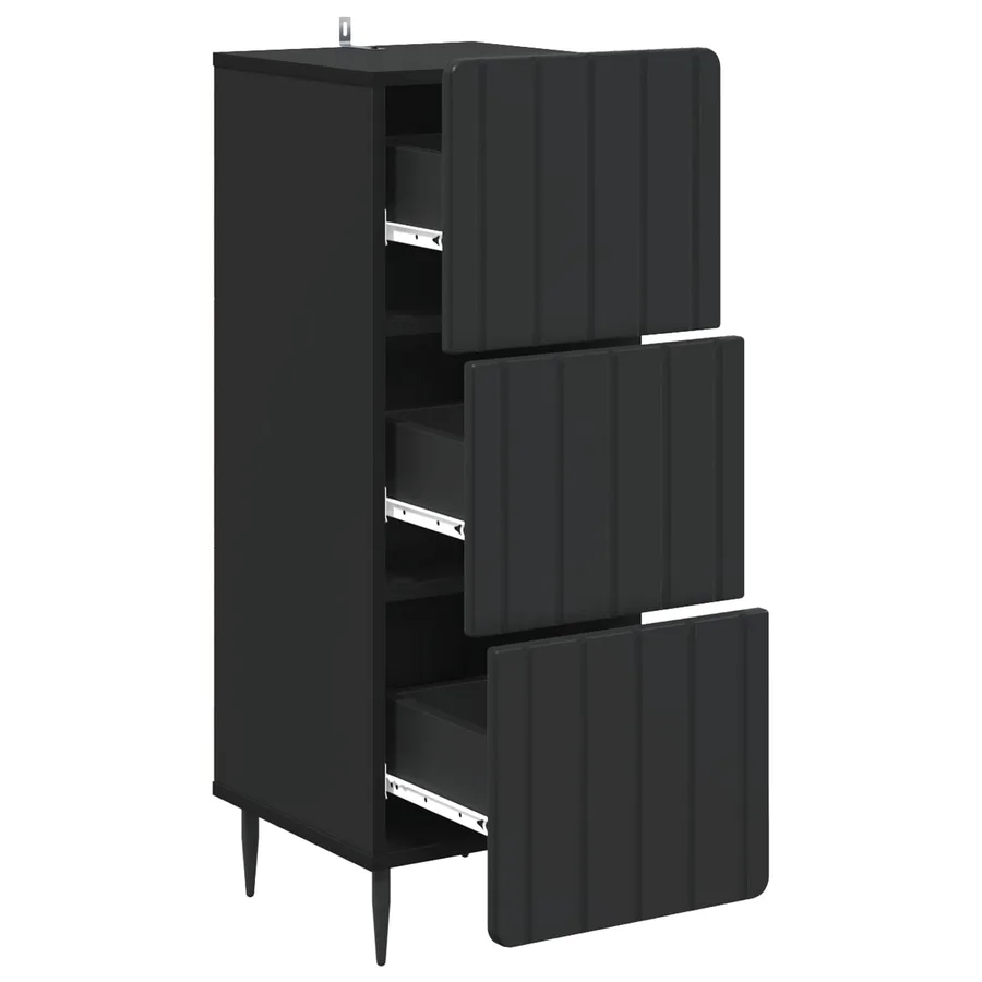 Armoire à tiroirs Noir 33 x 34,5 x 92 cm Bois d'ingénierie - 5