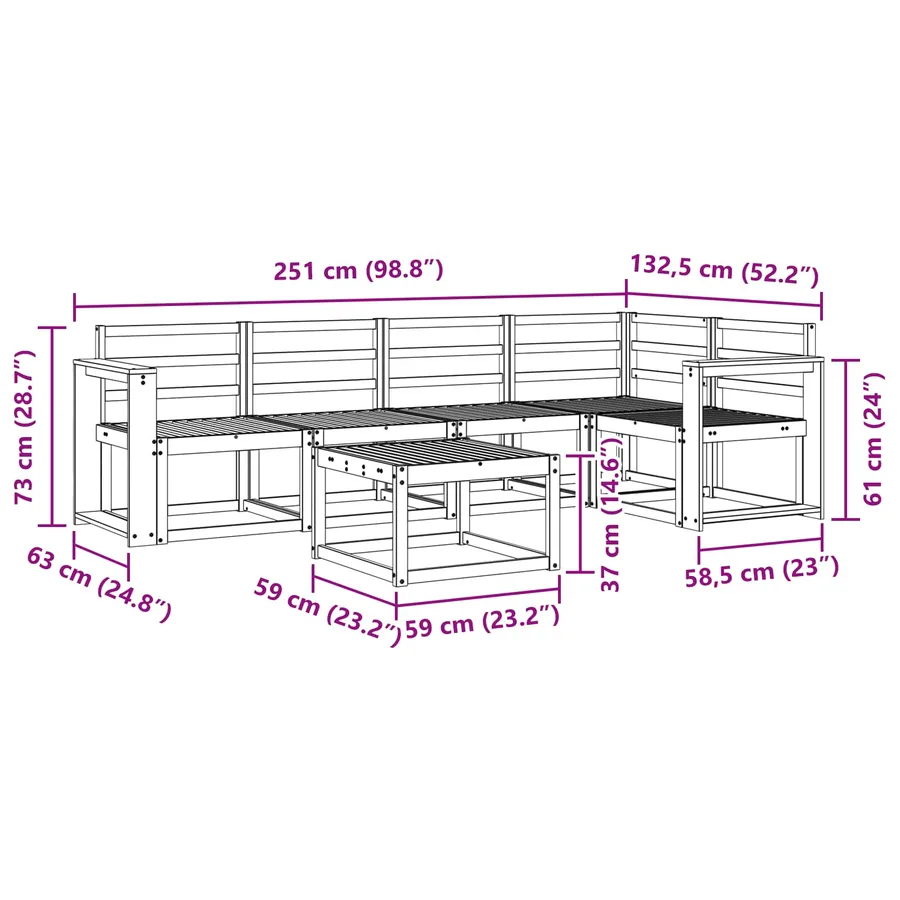 Ensemble de canapés d'extérieur 6 pcs Naturel - 11
