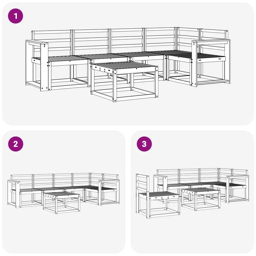 Ensemble de canapés d'extérieur 6 pcs Naturel - 9