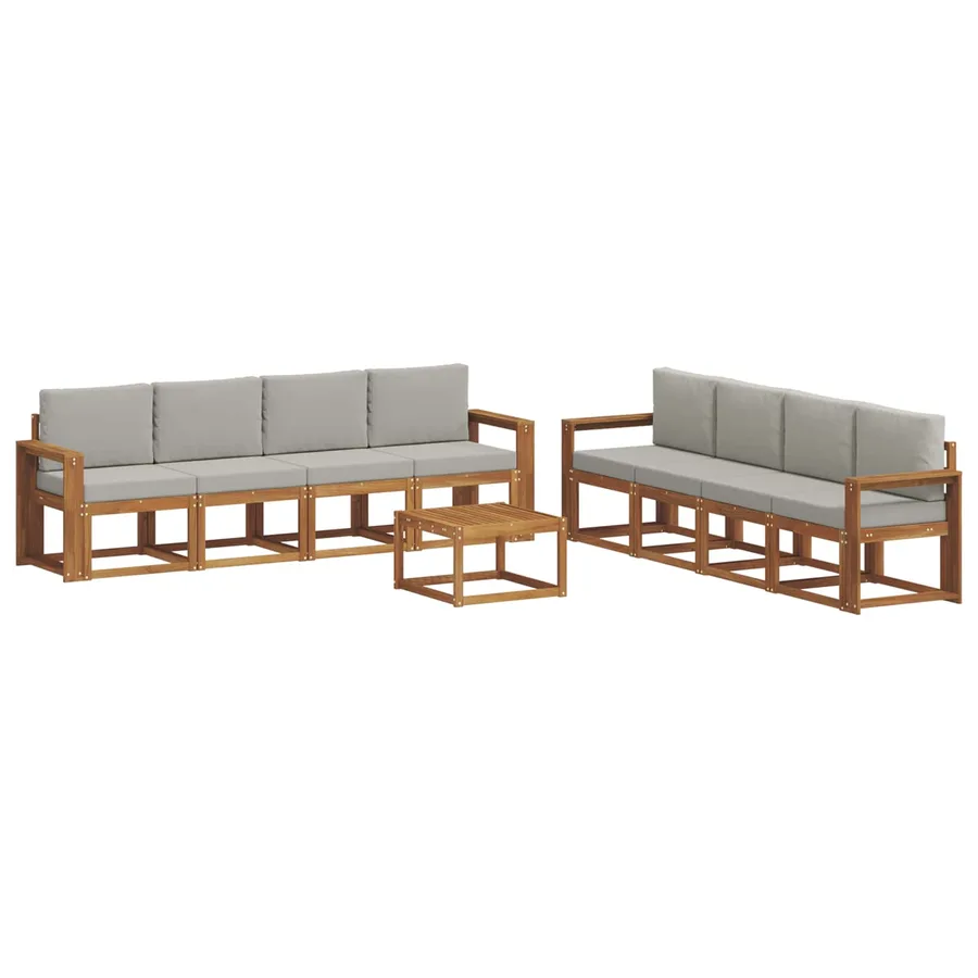 Ensemble de canapés d'extérieur 9 pcs Gris Naturel et Clair - 2