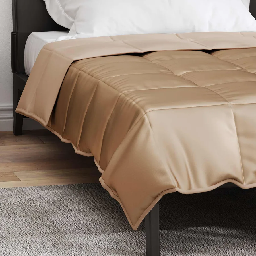 Duvet d'été simple Doré 135 x 220 cm Satin et Microfibre - 4