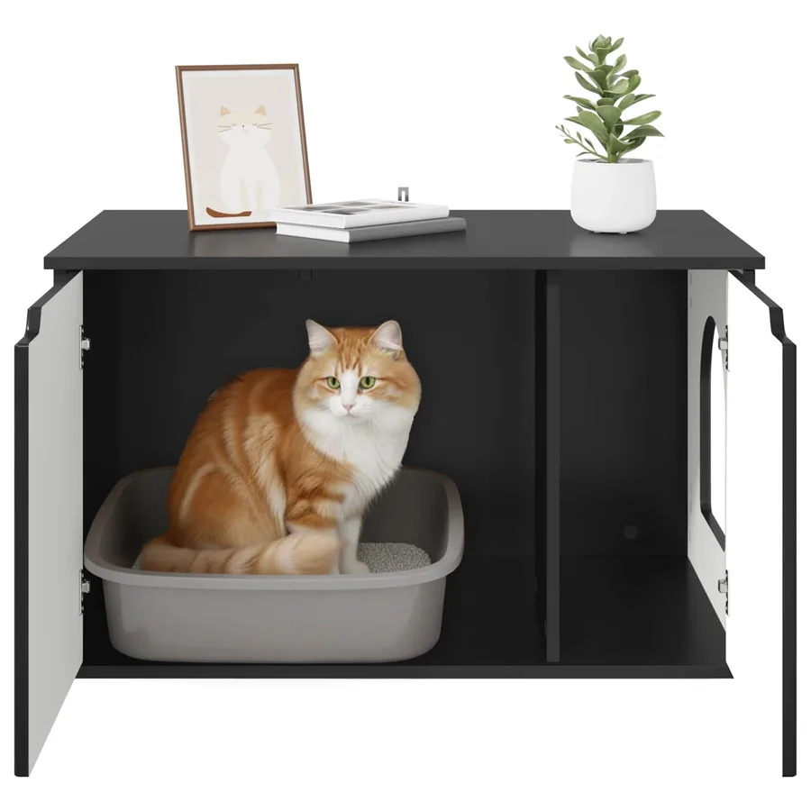 Maison pour chat Noir 85 x 55 x 50,5 cm Bois d'ingénierie - 11