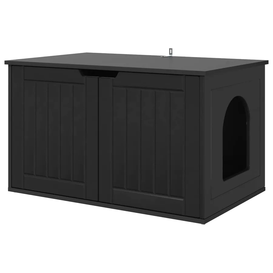 Maison pour chat Noir 85 x 55 x 50,5 cm Bois d'ingénierie - 2