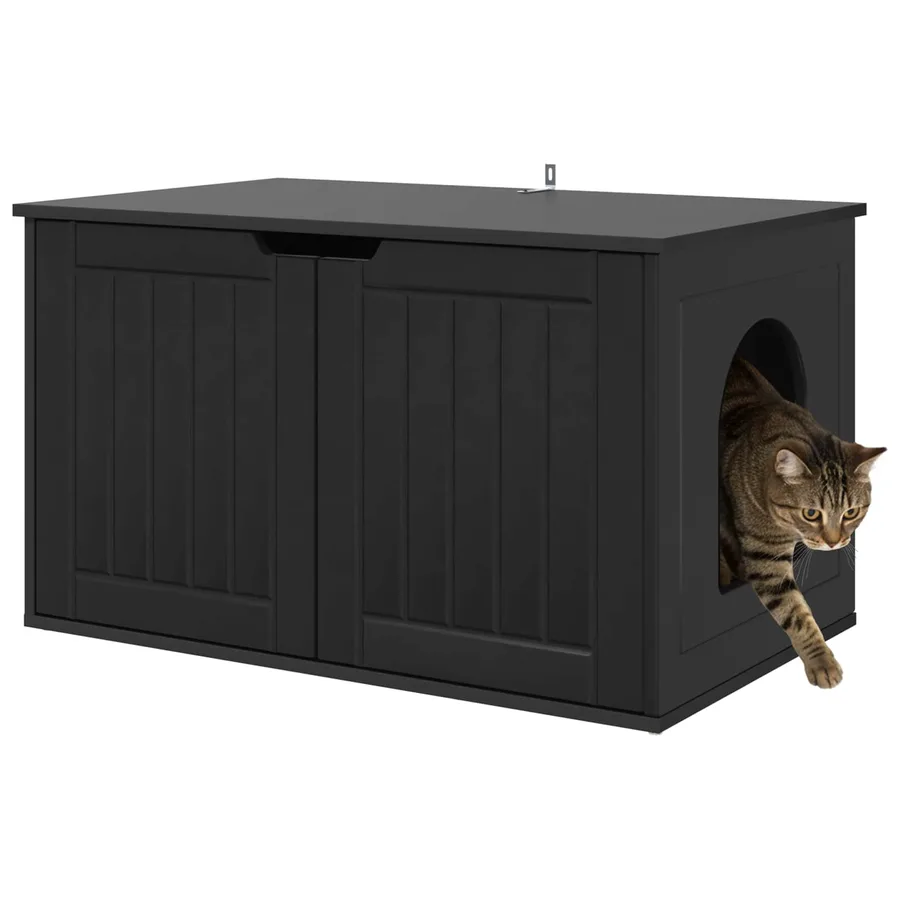 Maison pour chat Noir 85 x 55 x 50,5 cm Bois d'ingénierie - 3