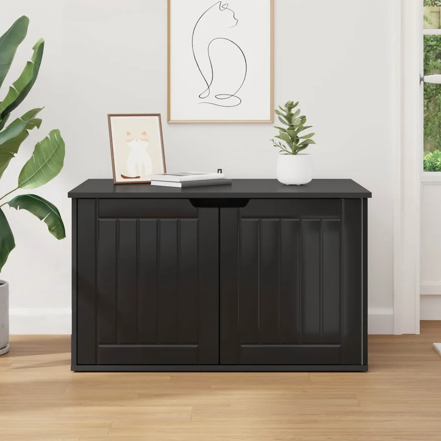 Maison pour chat Noir 85 x 55 x 50,5 cm Bois d'ingénierie - 4