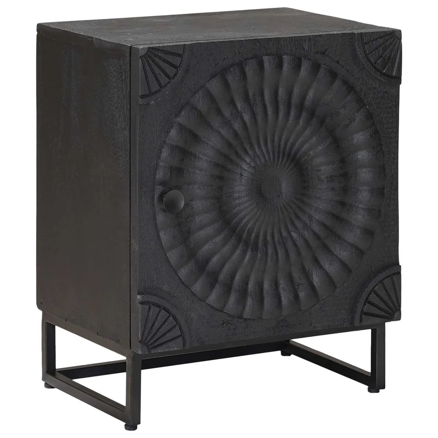Table de chevet faite main Noir 40 x 30 x 50 cm