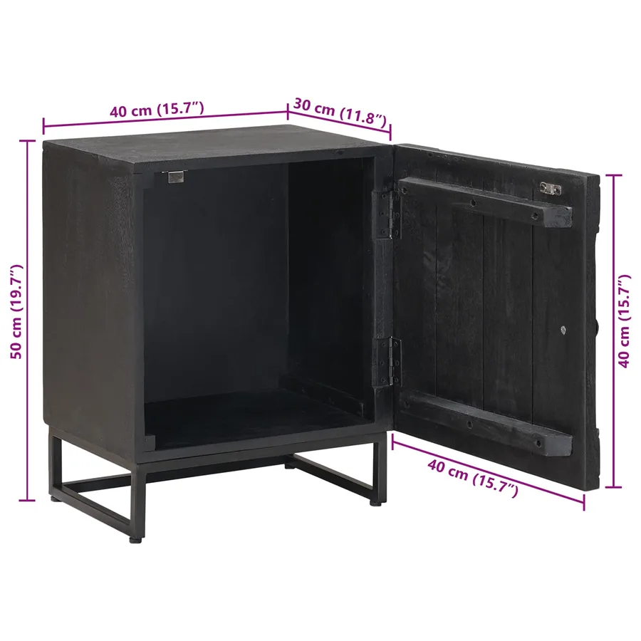 Table de chevet faite main Noir 40 x 30 x 50 cm - 12