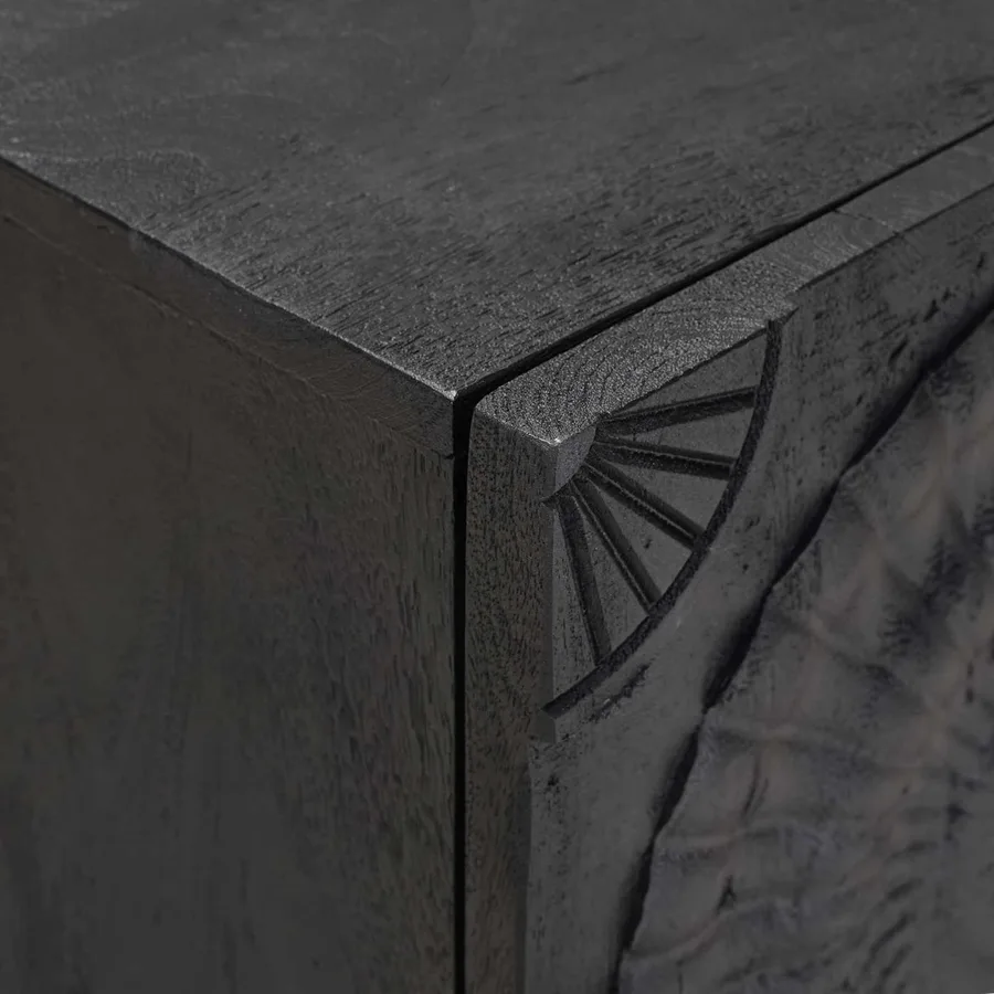 Table de chevet faite main Noir 40 x 30 x 50 cm - 8