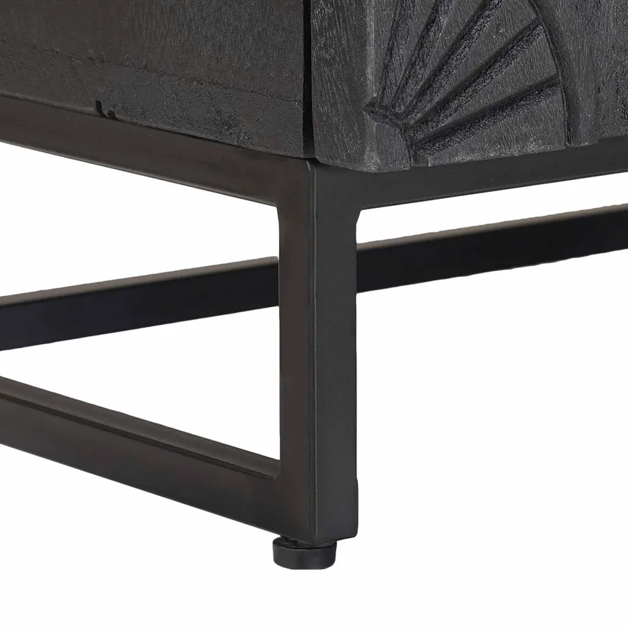Table de chevet faite main Noir 40 x 30 x 50 cm - 9
