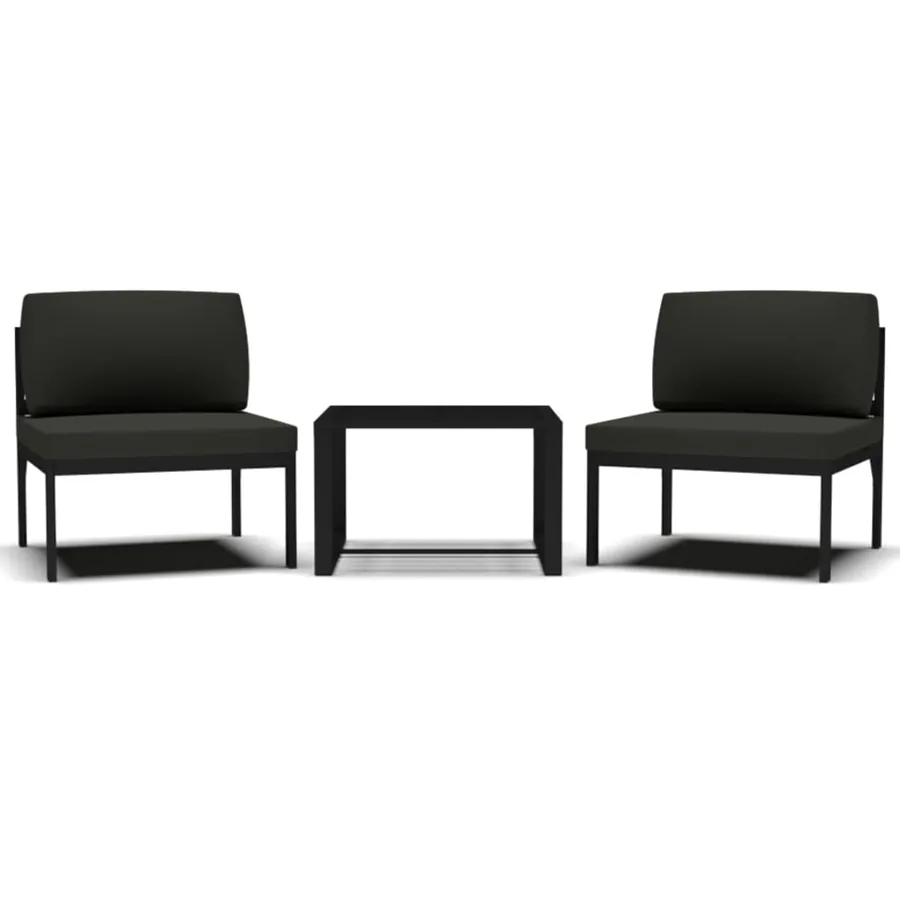 Jeu de canapés de jardin 3 pcs et coussins Aluminium Anthracite - 2