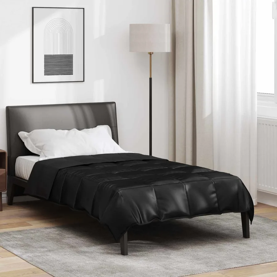 Duvet d'été simple Noir 135 x 200 cm Satin et Microfibre