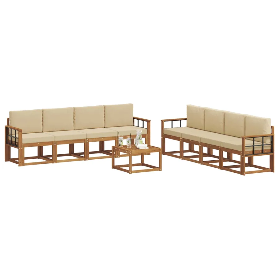 Ensemble de canapés d'extérieur 9 pcs Naturel et Beige - 3