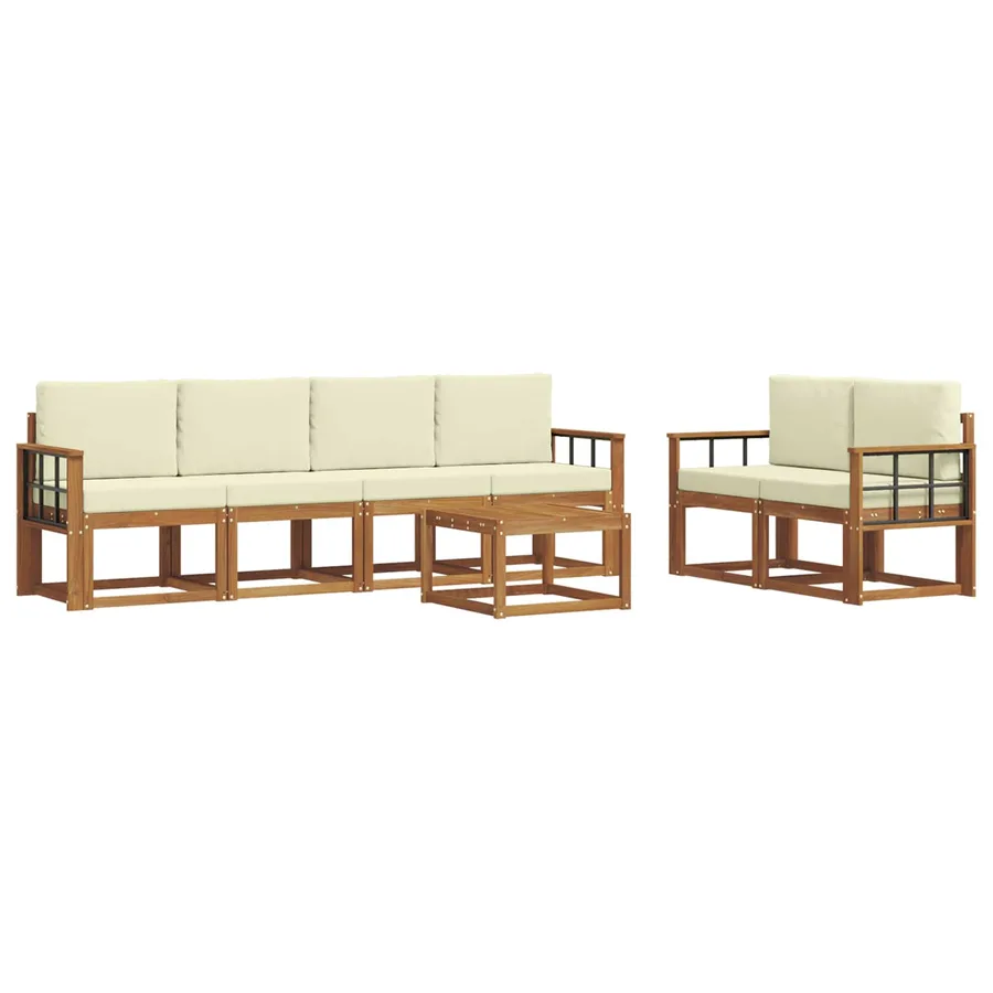 Ensemble de canapés d'extérieur 7 pcs Naturel et Crème - 2