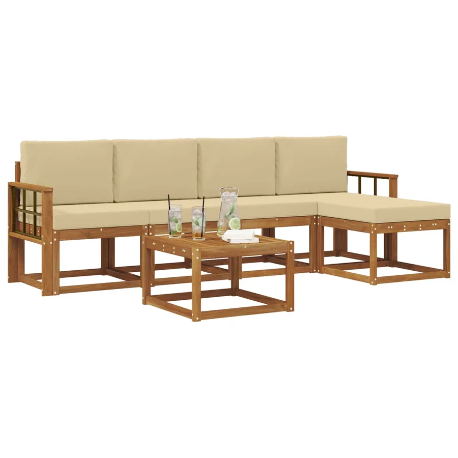 Ensemble de canapés d'extérieur 6 pcs Naturel et Beige - 3