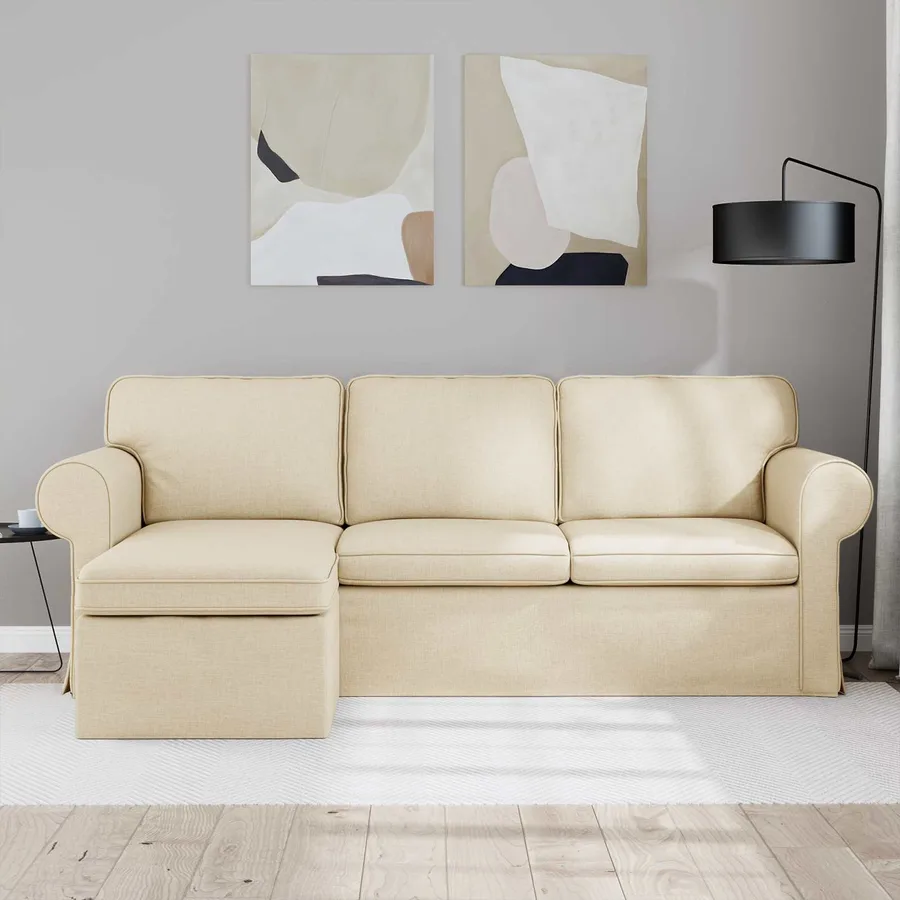 Canapé Crème 215 x 138 x 80 cm tissu - 3
