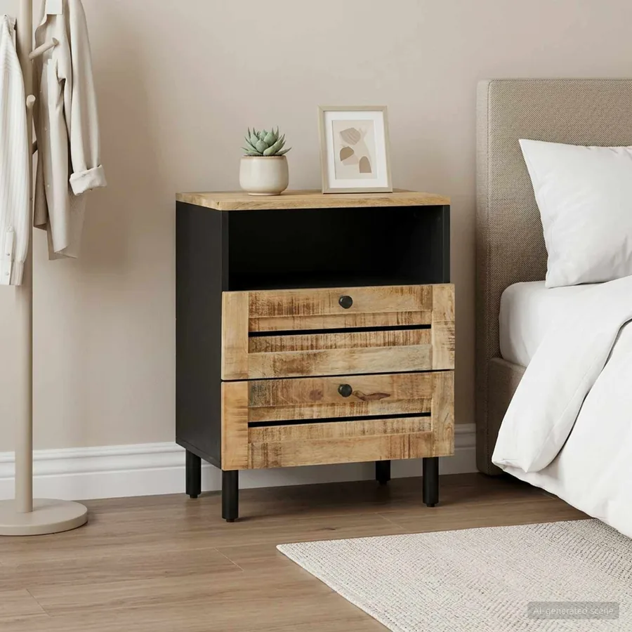 Table de chevet Marron et Noir 50 x 33 x 60 cm