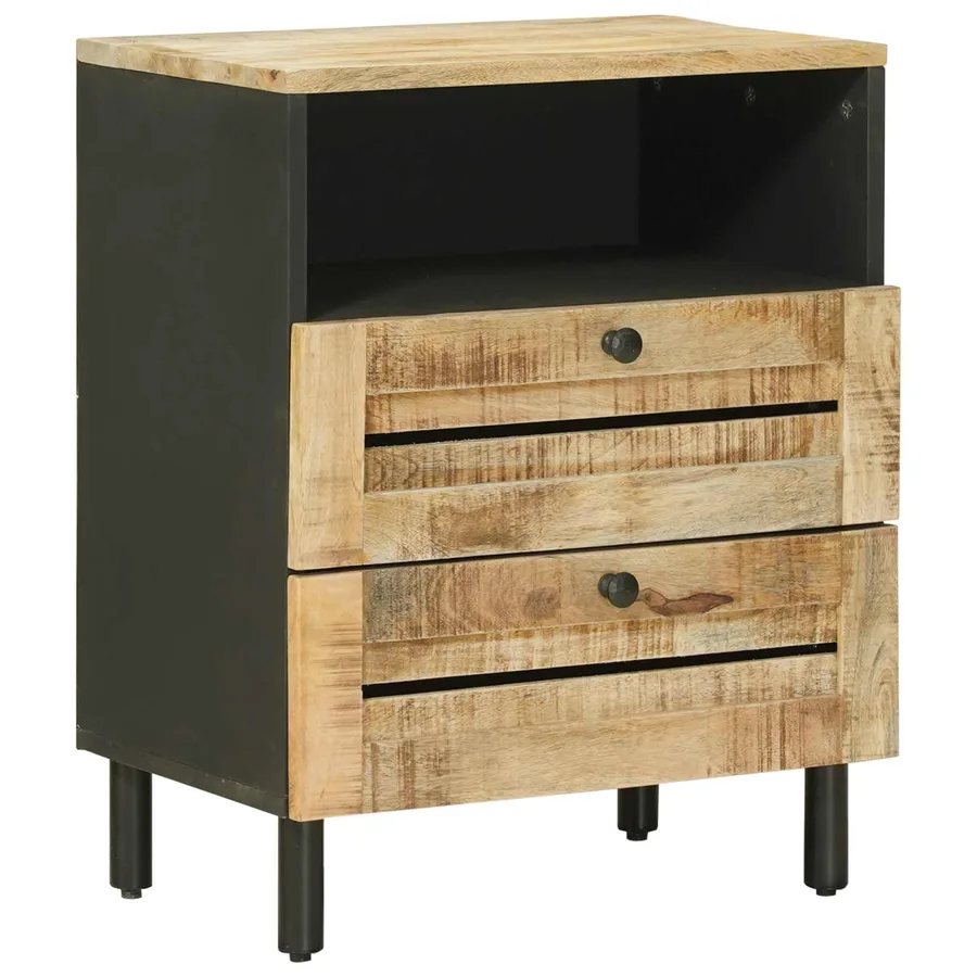 Table de chevet Marron et Noir 50 x 33 x 60 cm - 2
