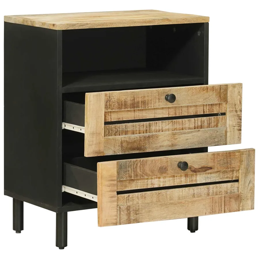 Table de chevet Marron et Noir 50 x 33 x 60 cm - 3