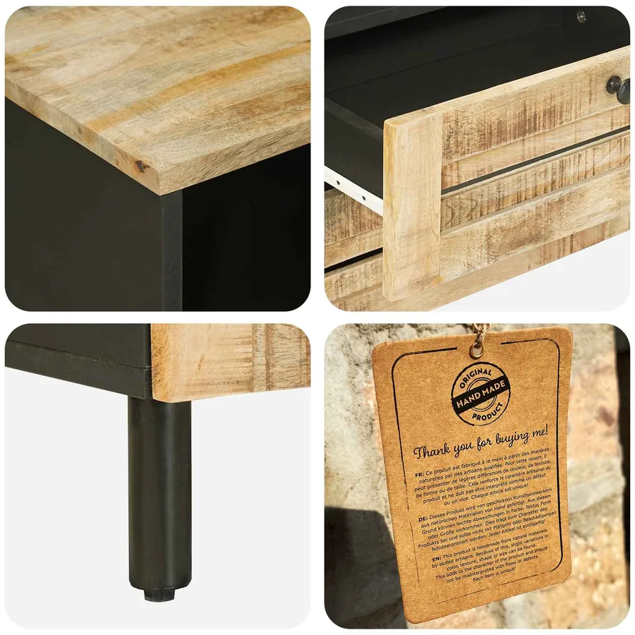 Table de chevet Marron et Noir 50 x 33 x 60 cm - 7