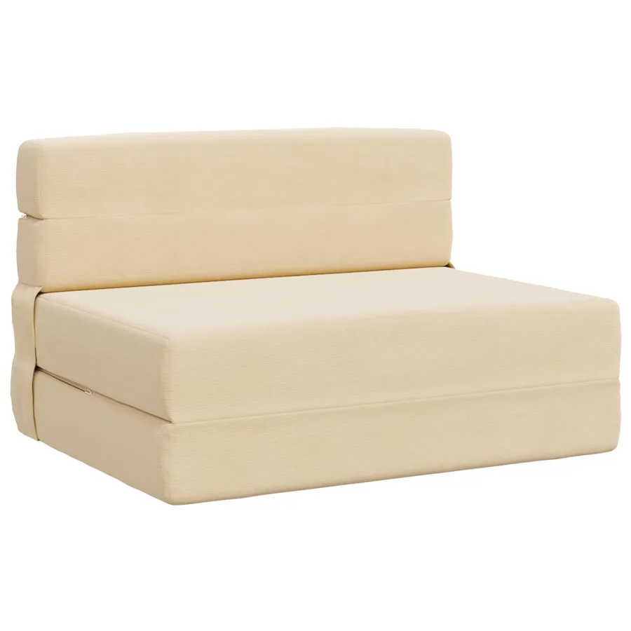 Canapé-lit pliable Crème 100 x 80 x 60 cm Tissu - 2
