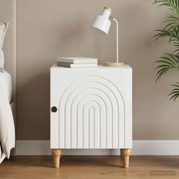 Cabinet de chevet Blanc brillant 43 x 34,5 x 50 cm