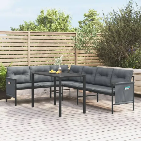 Ensemble à manger de jardin 2 pcs anthracite acier
