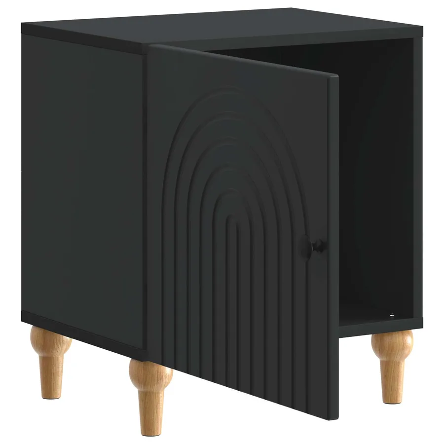 Cabinet de chevet Noir 43 x 34,5 x 50 cm Bois d'ingénierie - 4